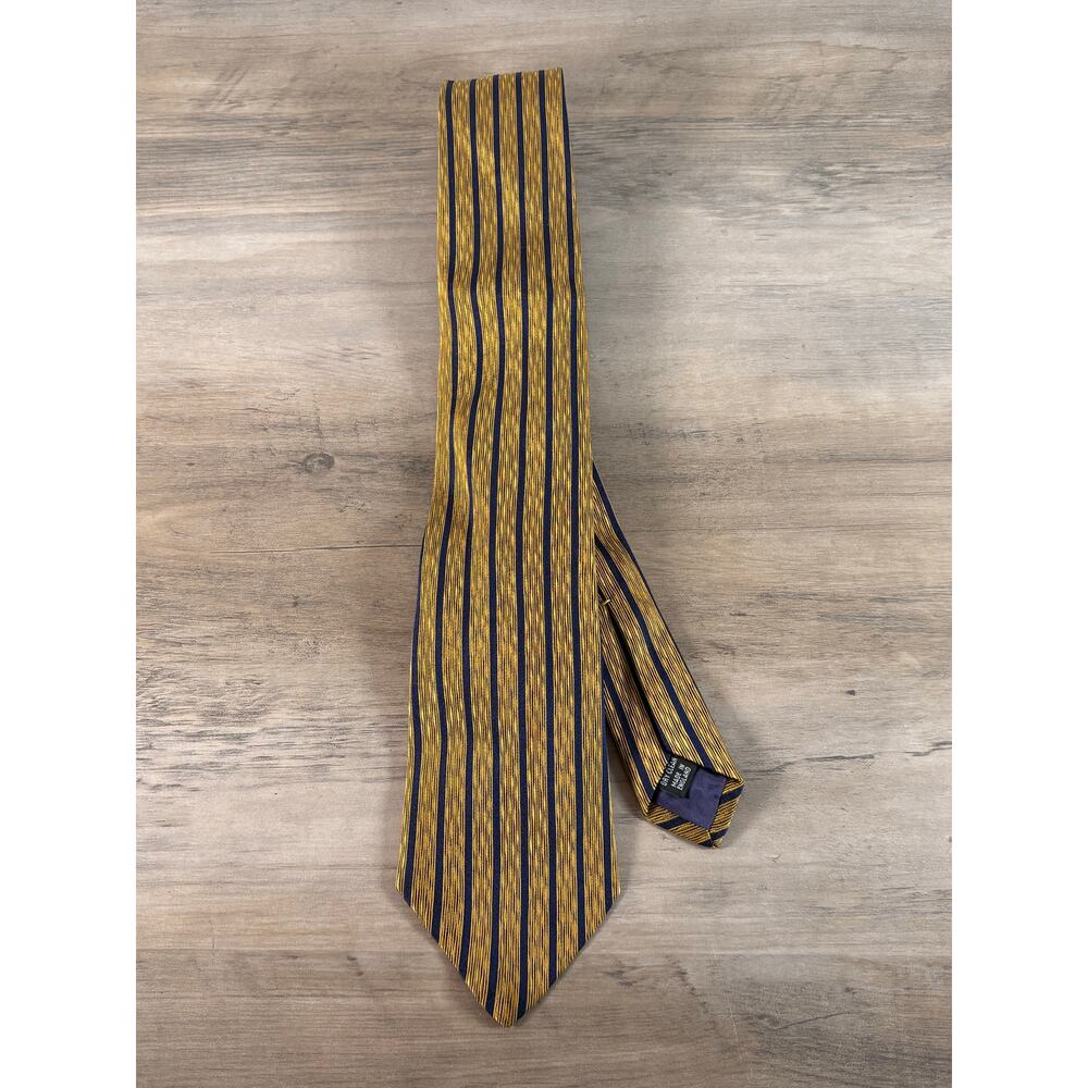 Duchamp London Men's Tie Yellow Blue‎ 100% Silk EUC